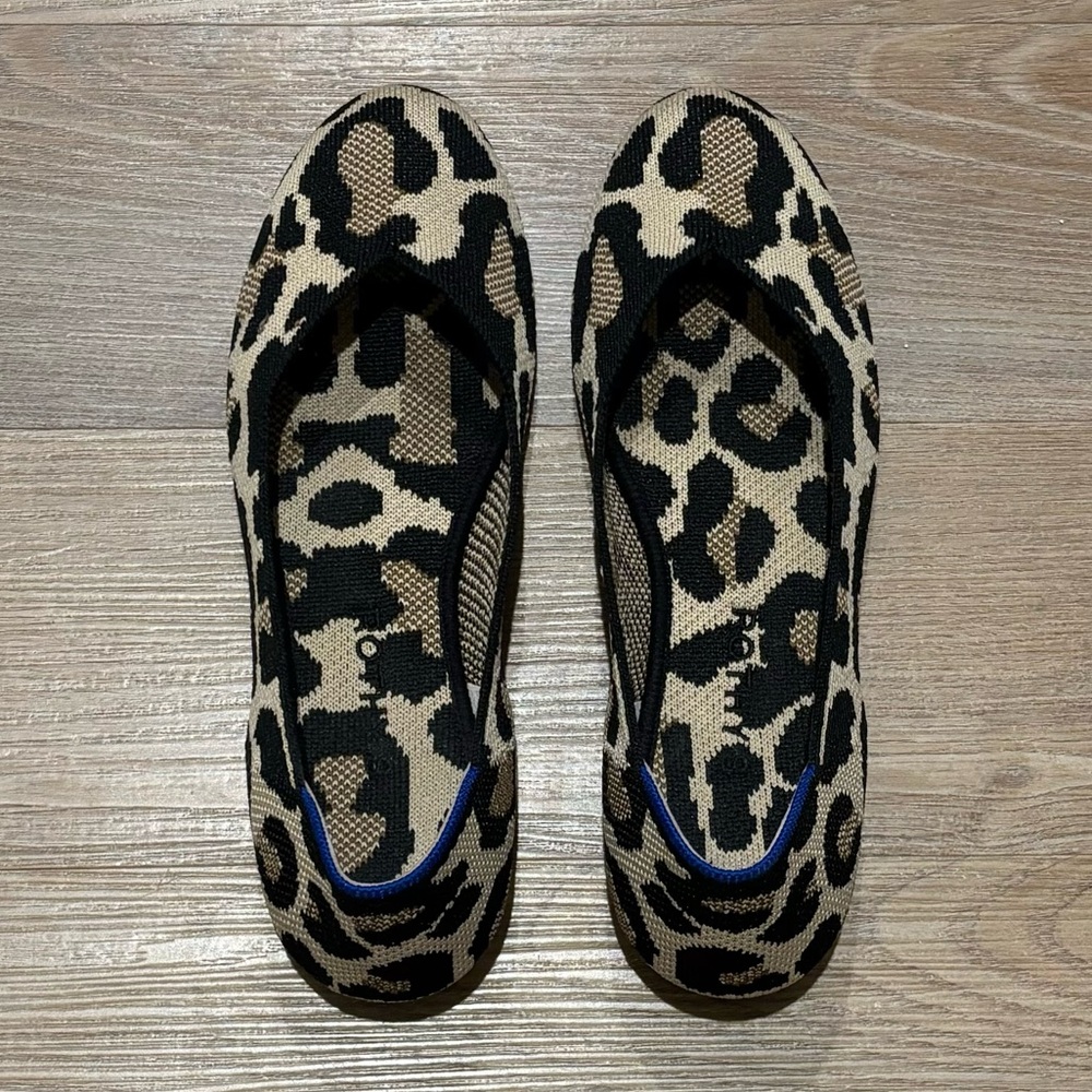 Rothy's Black and Tan Leopard Print Flats